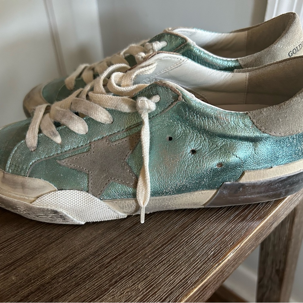 Golden Goose Shoes Sneakers Superstar metallic vintage mint teal like new - Picture 4 of 13